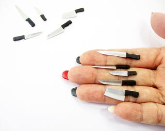 1:12 Miniature 5 Kitchen Knife Set Dollhouse Cooking Knives Kitchen Tools Diorama Accessories