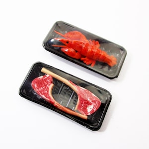 Dollhouse Miniature Food 2 Lobster Raw Tomahawk Meat Tray Miniature Supermarket Dollhouse Pack Dollhouse Accessory Miniature Accessory 16733