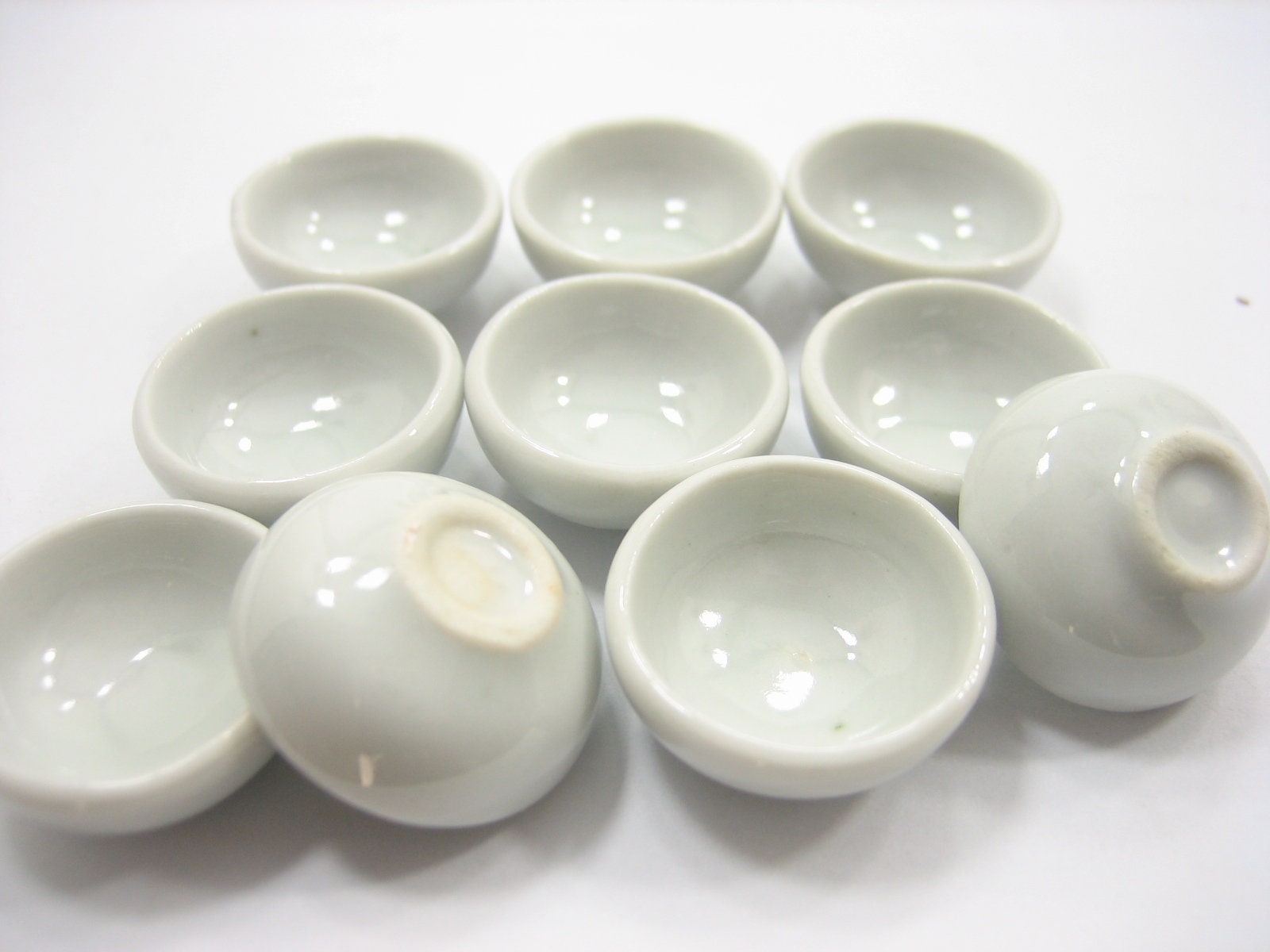 New 10x20 mm White Round Bowls Dollhouse Miniatures Ceramic Etsy