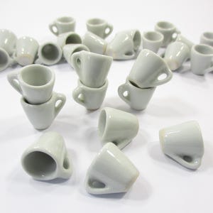 10 White Coffee Tea Cup Mug Dollhouse Miniature Ceramic Kitchenware 1:6 12799
