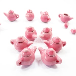 Miniaturowy domek dla lalek, kuchnia ceramiczna, 6 różowych czajniczków dekoracyjnych, dostawa kawy 4227