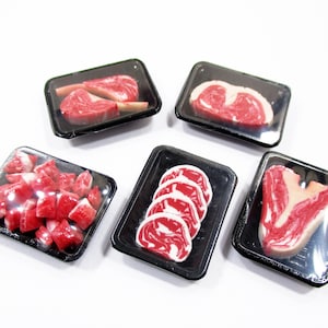 Dollhouse Miniature Food 5 Raw Steak Beef Meat Dollhouse Supermarket Miniature Food Pack Dollhouse Accessories Miniature Accessories 16722