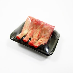 Dollhouse Miniature Food Raw Ribs Pork Meat Supermarket Food Pack Tray Dollhouse Accessories Miniature Accessories Supply Charms 16721