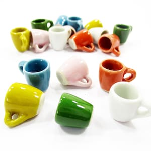 6 Mixed Color Ceramic Tea Coffee Mug Cup Dollhouse Miniature Supply Charms 12785