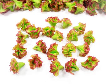 Lot 20 Miniature Red Lettuce: Dollhouse Salad Food, 1/12 Clay Mini Vegetable Charms