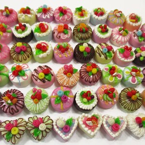 Dollhouse Miniature Food 50 Mixed Color Fruit Flower Cake 1.5 cm WHOLESALE 16075