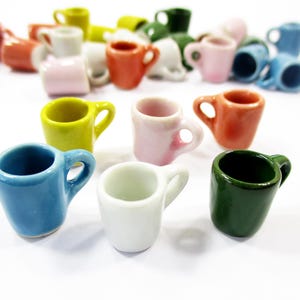 6 Mixed Color Ceramic Coffee Tea Mug Cup Dollhouse Miniature Kitchenware 12786