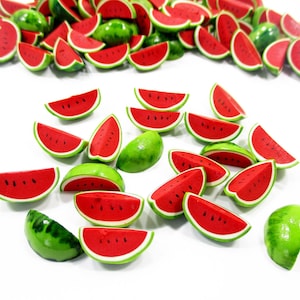 20 Miniature Fruit Dollhouse Slice Watermelon Miniature Food Accessory Handmade Miniature Food Charms Jewelry Supply Tiny Doll Fruit 6372