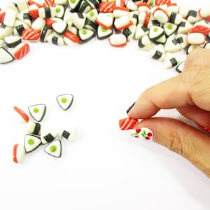50 Dollhouse 1:12 Japanese Food Miniature Salmon Sushi Onigiri Clay Handmade Miniature Loose Food Supply Jewelry Tiny Mini Food Charms 14989
