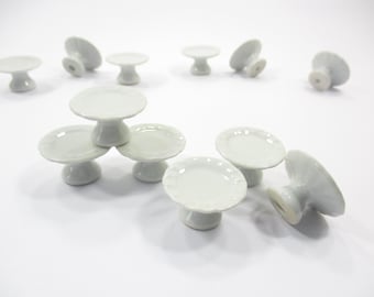 25 mm 6 White Cake Bakery Ceramic Stand  Dollhouse Miniatures Cake Supply 14117