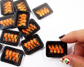Dollhouse Miniature Food Shrimp Fresh Frozen Seafood Supermarket Pack 16848
