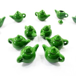 Puppenhaus Miniatur Küche Keramik 6 grüne Teekanne Kaffee Charms Versorgung 4229