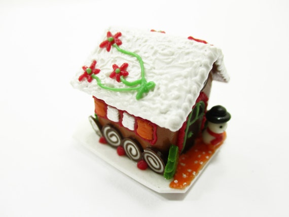 DOLLHOUSE MINIATURE CHRISTMAS GINGERBREAD HOUSE CANDY SWEET FOOD BAKERY HOLIDAY