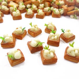 10 Dollhouse Mushroom Puff Pie Handmade Miniature Food Items Bakery Accessory Clay Supply Jewelry Doll Mini Tiny Puff Pie Food Charms 12081