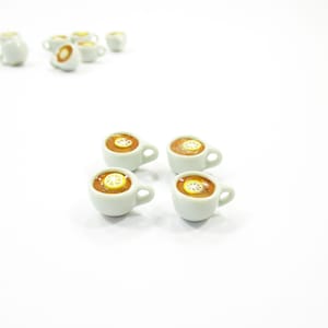 Miniatura para casa de muñecas 1/12: Tazas de té de cerámica con limón, juego de 4, accesorios para bebidas
