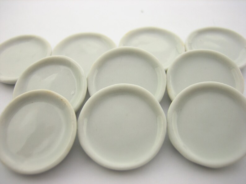 10x25mm Ceramic Round Dish Plates Dollhouse Miniatures Food Supply Wholesale lot