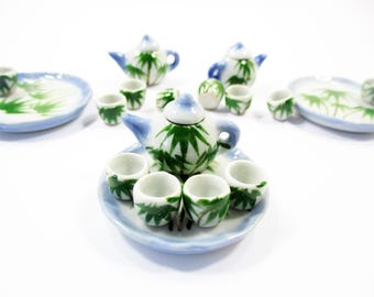 Dollhouse Miniature Ceramic Japanese Style Paint Tea Cup Tea Pot Supply 13250