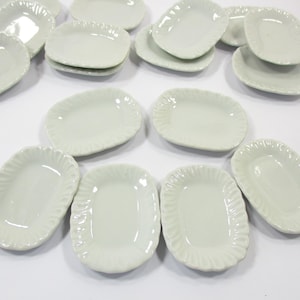 37x50mm Of 6 Rectangle Plate Dish Dollhouse Miniature Ceramic Kitchenware 1:6 10683