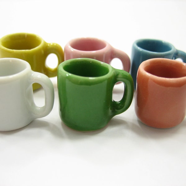 6 Mixed Color Ceramic Coffee Tea Mug Coffee Dollhouse Miniature Supply #L 1:6 Compatible with Barbie 12787