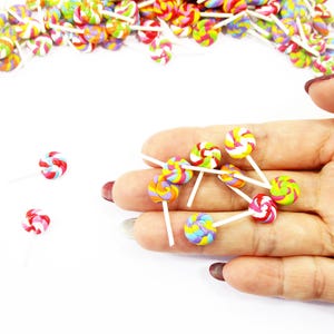 Wholesale Lot 100 Dollhouse Lollipops: Miniature Food 1/12 Clay Candy Charms Supply
