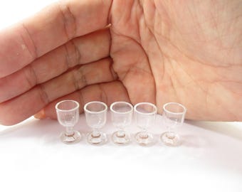 1:12 Miniature Clear Acrylic Wine Glass, Dollhouse Dessert Ice Cream Parfait Glass Prop