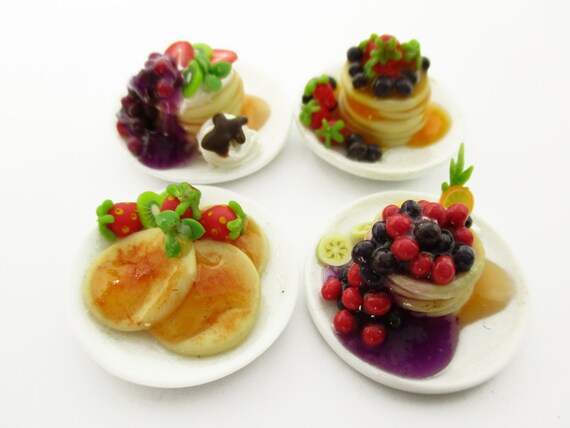Dollhouse Waffles on Ceramic Plate with a Strawberry on Top 1:12 Miniature