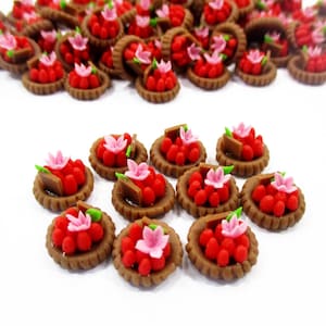 Dollhouse Food 10 Mini Strawberry Fruit Tart Miniature Cake Dollhouse Bakery Miniatures Food  Supply Charms Dollhouse Accessories 13881