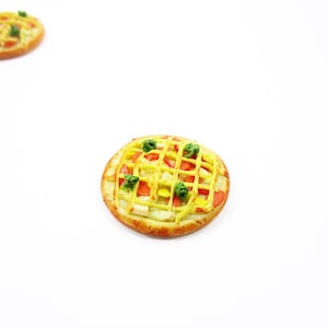 Dollhouse  Miniatures Food 1 Mixed Vegetable Sausage Pizza Pan Supply Charms Deco - 10903