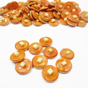Lot 10 Miniature 1/12 Clay Pancake Charms: Dollhouse Food Bakery