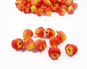 Lot De 10 Pommes Rouges Miniatures – Nourriture Maison De Poupée 1/12 – Fimo Artisanale