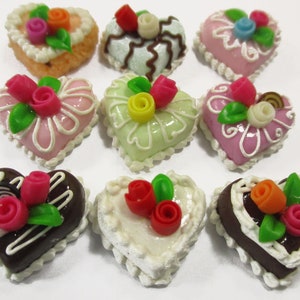 Dollhouse Miniature Food Cakes 9 Mixed Rose Flower Mini Cake 1.5 cm Bakery 16079