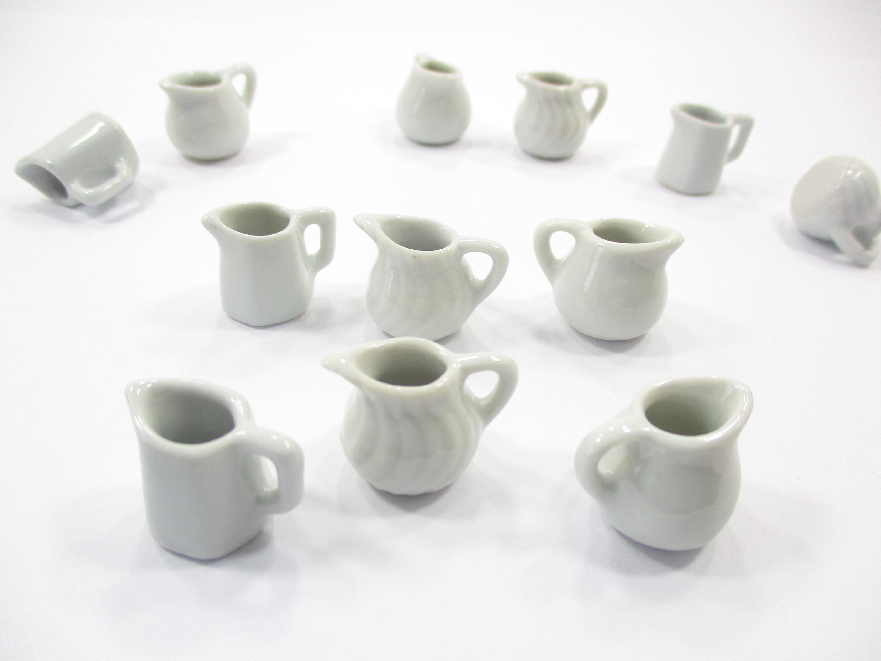 6 Mixed White  Water Jug Milk Jug Dollhouse Miniature Ceramic Kitchen 13274