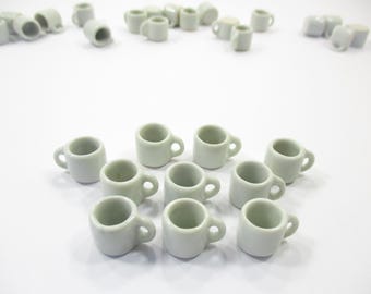 Taza de café/té blanca de cerámica en miniatura para casa de muñecas (10 unidades) #M Suministro 5379