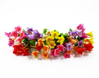 2 Miniature Clay Cyclamen Flower Diorama, 1:12 Dollhouse Fairy Garden Decoration