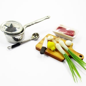 Dollhouse Miniature Food Preparation Cooking Meat Vegetable Kitchen Set Dollhouse Accessory Miniature Accessory Dollhouse Food Supply 15854