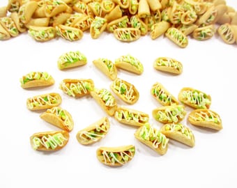 Lot 20 Clay 1/12 Dollhouse Taco Miniatures: Food Diorama Charms