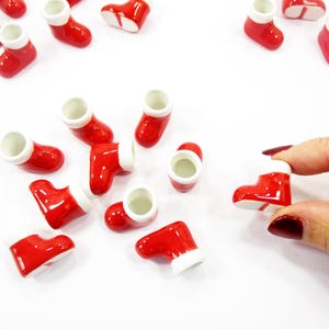 Miniature 1:12 Christmas Santa Boot Vase Planter Set Dollhouse Fairy Garden Decor Accessory