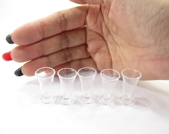 1:6 Miniature Clear Acrylic Wine Goblet, Play Scale Fashion Doll Dessert Sundae Water Glass
