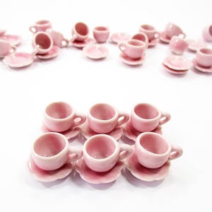 1:6 Dollhouse Miniature Ceramic 6/12 Pink Coffee Cup 16768