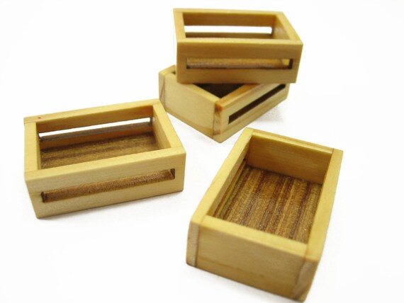 Set of 2 Wooden Serving Tray Dollhouse Miniature Display Food