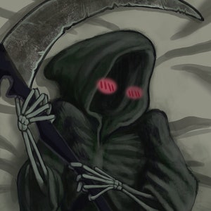 Grim Reaper Body Pillow Case Dakimakura Death Blushing Skeleton Undead Horror