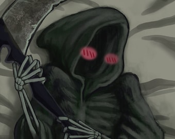 Grim Reaper Body Pillow Case Dakimakura Death Blushing Skeleton Undead Horror