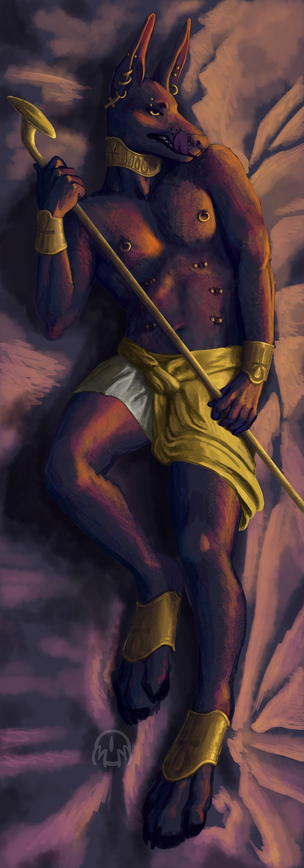 1050px x 3000px - Anubis Dakimakura Egyptian Jackal God Body Pillow Pillowcase - Etsy UK