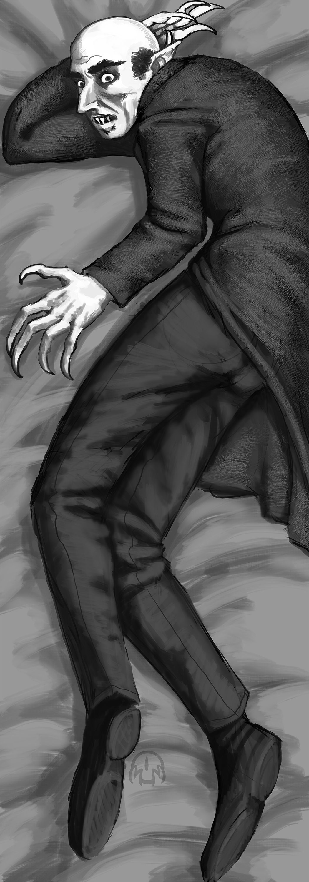 Nosferatu Body Pillow Dakimakura Horror Movie Villain Vampire Black and  White Pillow Case