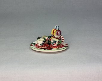 Miniature Ceramic Christmas Present Tea Setting