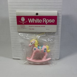 Vintage White Rose Plastic Rocking Horse