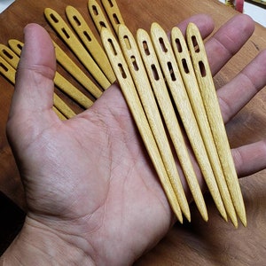 Yellow Heart Nalbinding Needle, Wooden Viking Tool, Tapestry Needle, yellowheart