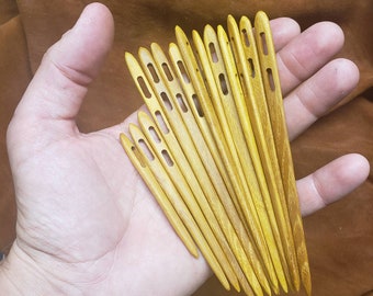 Osage Orange nålbinding needle, Tapestry Needle, wooden weaving tool, Viking technology