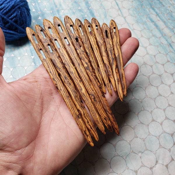 Bocote nålbinding needle, Wooden Viking Tool, Tapestry Needle