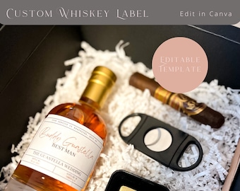 Whiskey Label Template, Groomsmen Proposal, Best Man Gift, Bridesmaid Proposal Gift, Custom Label, Digital File, Bottle Label for Wedding